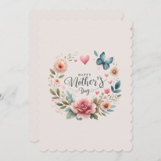 ロマンチックなフローラリースハッピーマザーズデイ (正面/裏面)