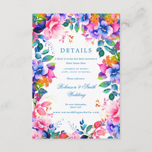 ロマンチックなフローラレインボーグラデーション結婚ズの詳細 エンクロージャーカード (正面)