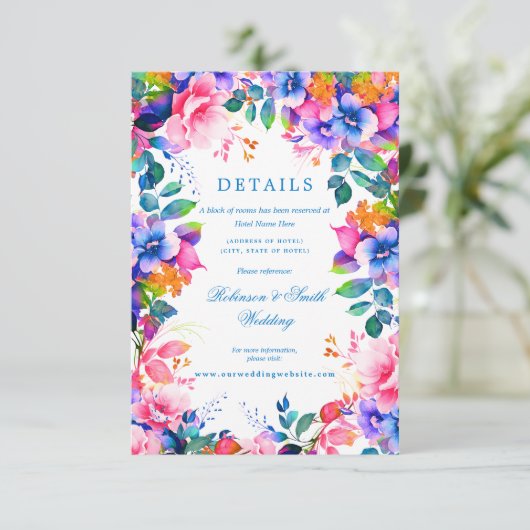 ロマンチックなフローラレインボーグラデーション結婚ズの詳細 エンクロージャーカード (スタンド正面)
