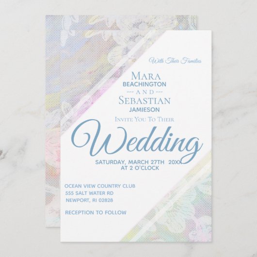 *~*ロマンチックなフローラレースヴィンテージウェディング 招待状 (正面/裏面)