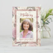 ロマンチックなフローラヴィンテージ効果葬儀の写真 招待状 (スタンド正面)