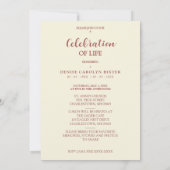 ロマンチックなフローラヴィンテージ効果葬儀の写真 招待状 (裏面)