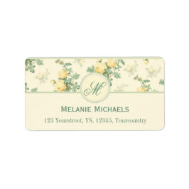 ロマンチックなフローラ住所 シール黄色のバラ ラベル
