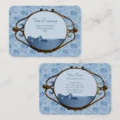 ロマンチックなフローラ夢想青エレガントアンティークCC0337 名刺 (正面/裏面)