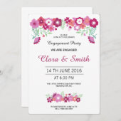 ロマンチックなフローラ婚約カード 招待状 (正面/裏面)