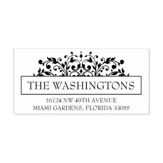 ロマンチックなフローラ差出人住所スタンプ ラバースタンプ