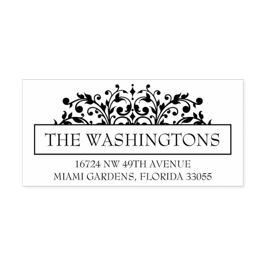 ロマンチックなフローラ差出人住所スタンプ ラバースタンプ (インプリント)