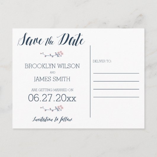 ロマンチックなフローラ日付はがきを保存リース 案内ポストカード (裏面)