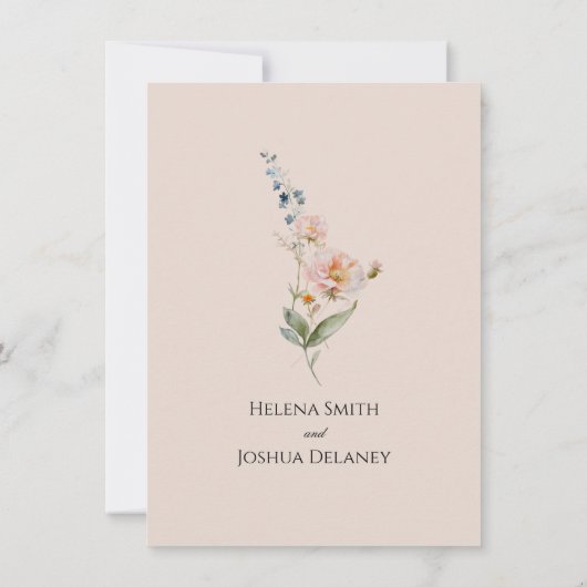 ロマンチックなフローラ春の結婚式 招待状 (裏面)