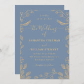 ロマンチックなフローラ植物性のペリウィンク結婚ルの 招待状 (正面/裏面)