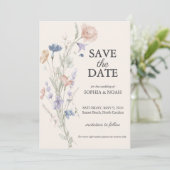 ロマンチックなフローラ水の色日付カードを保存 招待状 (スタンド正面)
