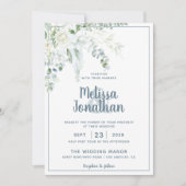 ロマンチックなフローラ白い優し結婚い花 招待状 (正面)