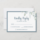 ロマンチックなフローラ白の優しい花結婚灰色 出欠カード (正面)