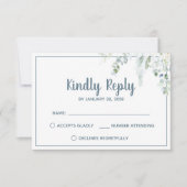 ロマンチックなフローラ白の優しい花結婚灰色 出欠カード (正面)