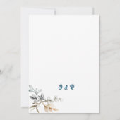 ロマンチックなフローラ白の穏やかな青い花の大理石 招待状 (裏面)