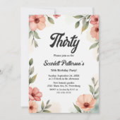 ロマンチックなフローラ素朴ガーデン夏の30歳の誕生日 招待状 (正面)