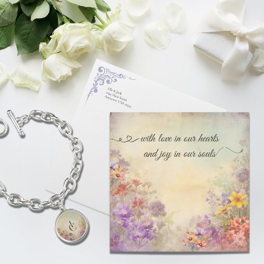 ロマンチックなフローラ結婚の水色のサンキューカード サンキューカード