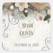 ロマンチックなフローラ結婚インスピレーションエレガント スクエアシール (正面)