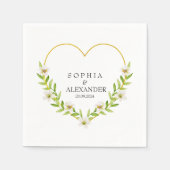 ロマンチックなフローラ結婚ハートのカスタマイズ スタンダードカクテルナプキン (正面)