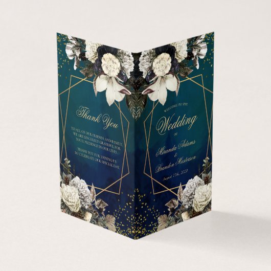 ロマンチックなフローラ結婚リースの折り畳みプログラムカード (外部)