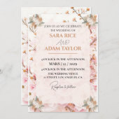ロマンチックなフローラ結婚式招待状-エレガント貼り付け 招待状 (正面/裏面)