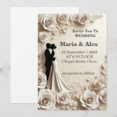 ロマンチックなフローラ結婚式招待状 招待状 (正面/裏面)