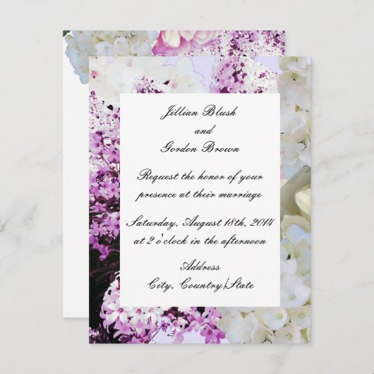 ロマンチックなフローラ結婚式招待状 招待状 (正面/裏面)