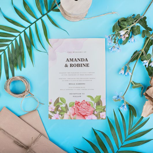 ロマンチックなフローラ結婚式招待状 招待状