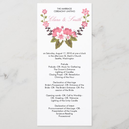 ロマンチックなフローラ結婚式 プログラム (正面)