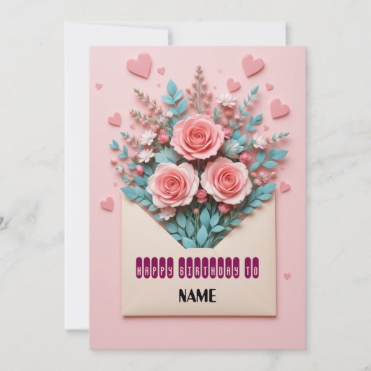 ロマンチックなフローラ誕生日カード (正面)