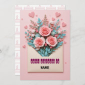 ロマンチックなフローラ誕生日カード (正面/裏面)