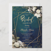 ロマンチックなフローラ金ゴールドリースブライダルシャワー写真 招待状 (裏面)