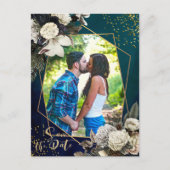 ロマンチックなフローラ金ゴールドリース写真の保存日付 案内ポストカード (正面)