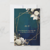 ロマンチックなフローラ金ゴールドリース日付の結婚保存 招待状 (裏面)