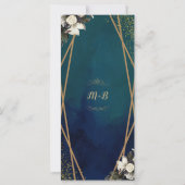 ロマンチックなフローラ金ゴールド結婚花輪のメニューカード (裏面)