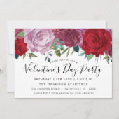 ロマンチックなフローラ開花バレンタインデーパーティー 招待状 (正面)