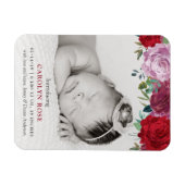 ロマンチックなフローラ開花写真誕生のお知らせ マグネット (横)