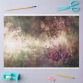 ロマンチックなフローラ、シーン、バーガンディーワイン&グリーン 薄葉紙 (クラフト)