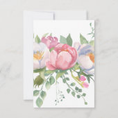 ロマンチックなフローラ、植物性ピンクの花 招待状 (裏面)