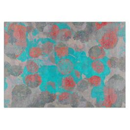 ロマンチックなフローラ/花柄の青い赤の芸術 カッティングボード