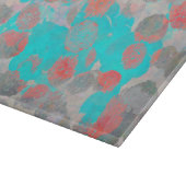 ロマンチックなフローラ/花柄の青い赤の芸術 カッティングボード (角)