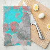 ロマンチックなフローラ/花柄の青い赤の芸術 キッチンタオル (四つ折り)