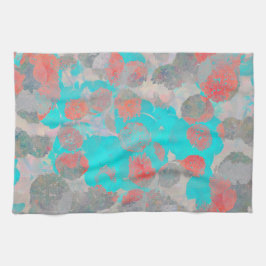 ロマンチックなフローラ/花柄の青い赤の芸術 キッチンタオル