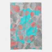 ロマンチックなフローラ/花柄の青い赤の芸術 キッチンタオル (縦)