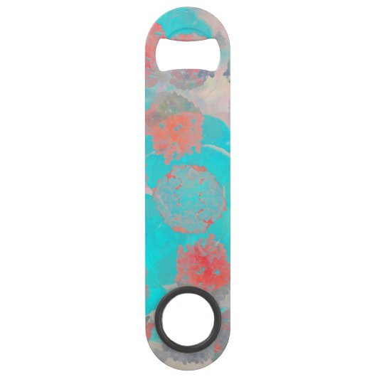 ロマンチックなフローラ/花柄の青い赤の芸術 スピード栓抜き (正面)