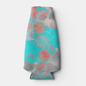 ロマンチックなフローラ/花柄の青い赤の芸術 ボトルクーラー (正面)