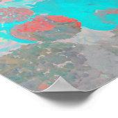 ロマンチックなフローラ/花柄の青い赤の芸術 ポスター (角)