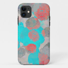 ロマンチックなフローラ/花柄の青い赤の芸術 iPhone 11 ケース