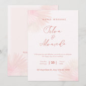 🌸 ロマンチックなブッシュピンクの結婚式招待状 招待状 (正面/裏面)