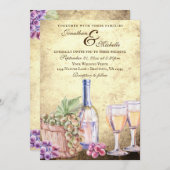 ロマンチックなブドウ畑ワイナリーワインオールインワン結婚ズ 招待状 (正面/裏面)